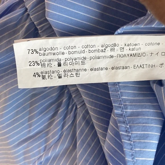 Zara Sky Blue White Stripe Off Shoulder Floral Rose Embroidery Poplin Mini Dress - Picture 7 of 7